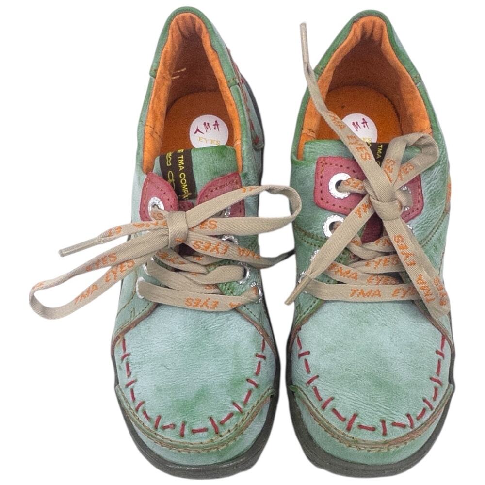TMA EYES Women's Leather Comfort Sneakers Walking Shoes Women's 8.5 Green - Picture 5 of 8